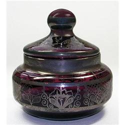 Purple Glass and Silver Overlay Dresser Jar #1151058