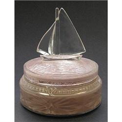 SAILBOAT Clear and Painted Depression Glass Jar#1151061