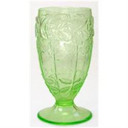 Green Depression Glass Footed Tumblers (4) #1151095