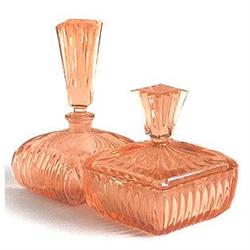 Pink Czech Glass Square Perfume Bottle Set #1151112