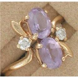 10K YG yellow gold Ring-Double Amethyst  #1151301