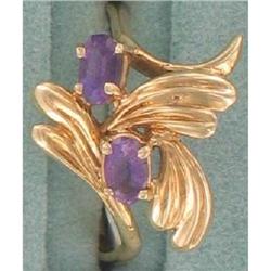 14K YG yellow gold Ring - 2 Amethyst stones #1151302