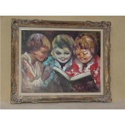 Oil Painting, Children Reading SKU3045 #1151457