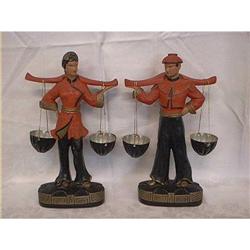 Oriental Chalk Ware Figures Man And Woman #1151774