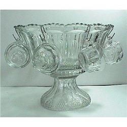 Mystery EAPG  Button Arch Punch Bowl Stand Cups#1168422