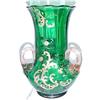 Image 1 : 19th C Green Pink Tri-Handled Gold Enamel Vase #1168424