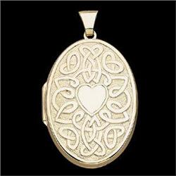  14K GOLD LOCKET w HEART CELTIC Design #1168575