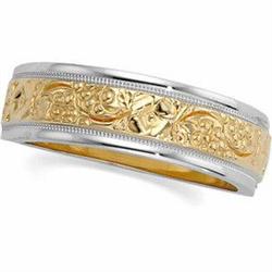 14K Gold Two Tone WEDDING BAND SIZE   7 #1168578