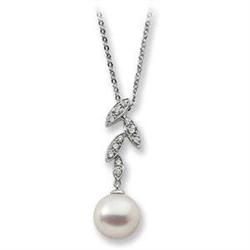  WHITEGOLD NECKLACE PEARL w DIAMONDS #1168581