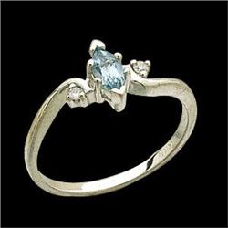 White Gold Ring AQUAMARINE DIAMONDS #1168587