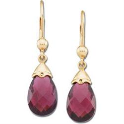 14k GOLD EARRINGS  BRAZILIAN GARNET Dangling #1168589