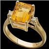 Image 1 : 14k GOLD Ring CITRINE 3 CARATS!  w DIAMONDS #1168590