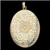 Image 1 : 14k GOLD Oval LOCKET w DIAMOND #1168600