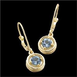 14K Earrings GENUINE AQUAMARINE! #1168601