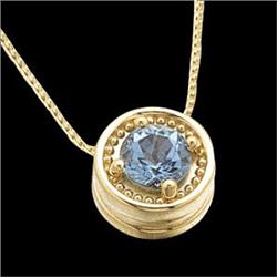 14k Gold Necklace AQUAMARINE Pendant #1168602