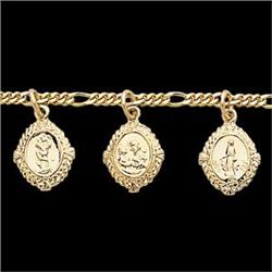  14k Gold NOVENA SAINTS Charm BRACELET  #1168603