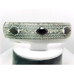 Antique Style Filigree Bracelet 3 GARNETS #1168608