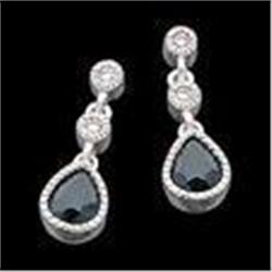 14k WhiteGold SAPPHIRE DIAMOND EARRINGS #1168611