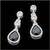 Image 1 : 14k WhiteGold SAPPHIRE DIAMOND EARRINGS #1168611