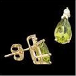 14k Gold Earrings PERIDOT w DIAMOND #1168617