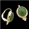 Image 1 : 14k Yellow Gold GREEN JADE EARRINGS #1168623