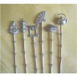 1920's JAPANESE STERLING SET 6 COCKTAIL PICKS #1168745