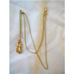 22K Y GOLD SCULPTURE FREE FORM NUGGET & CHAIN #1168758