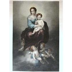 Color Engraving Virgin with Rosary a. Murillo #1168807