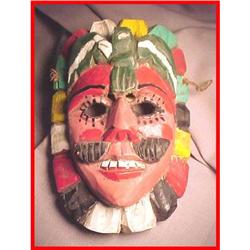 Latin American Folk Art Polychrome Wood Mask  #1168825