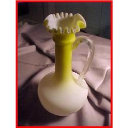 Victorian Satin Yellow/White Art Glass Vase #1168831