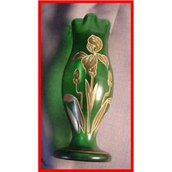 Vintage Decorated Green Loetz-Type  Glass Vase #1168839