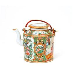 19C Chinese Export Rose Medallion Teapot #1168958