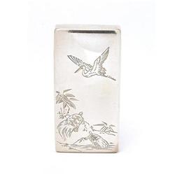 Old Japanese Silver Engraved Bird Box Sg #1168961