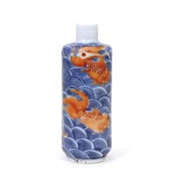 Chinese Blue & White Goldfish Snuff Bottle #1168968