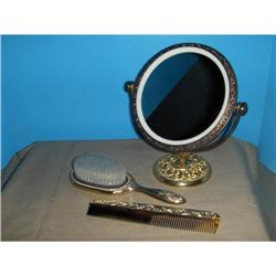  Gold plate dresser set (mirror, comb and #1169267