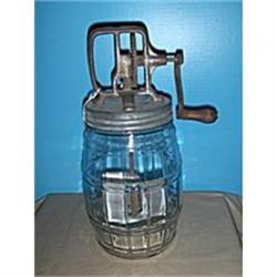 1/2 gal.Dazey Butter Churn w/ barrel glass jar #1169269