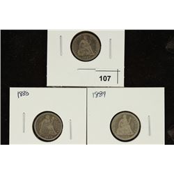 1887, 1888 & 1889 SEATED LIBERTY DIMES