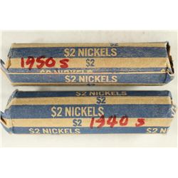 2-$2 ROLLS OF 1940'S & 1950'S JEFFERSON NICKELS