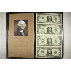 UNCUT SHEET OF 4-2003-A $1 FRN'S CRISP UNC