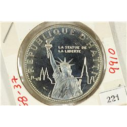 1977 REPUBLIC OF HAITI 100 GOURDES SILVER PROOF