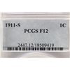 Image 3 : 1911-S LINCOLN CENT (SEMI-KEY) PCGS F12