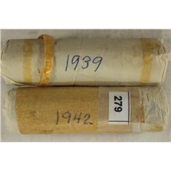 2-50 COIN ROLLS OF 1939 & 1942 BRITISH FARTHINGS