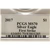 Image 3 : 2017 AMERICAN SILVER EAGLE PCGS MS70 1ST STRIKE