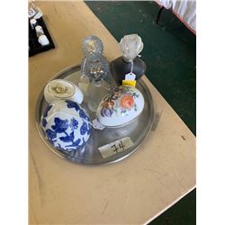 porcelline egg 3 antique perfume bottles