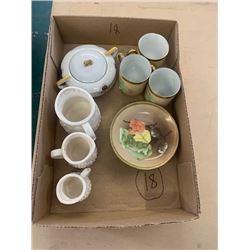 Misc box cups saucer O&E Aushia sugar bowl