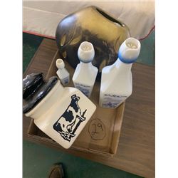 Mexican Vase/ 3 Dutch Vases/ Cow cookie jar