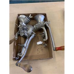 3 older meat grinders