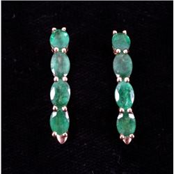 3.54ct Natural Emerald & 18K Yellow Gold Earrings