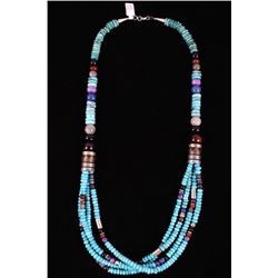 Navajo TR Singer Multi Strand Turquoise Necklace