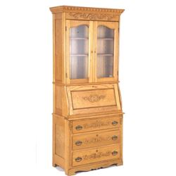 Early Antique Oak Secretary Drop Front Book Shelf